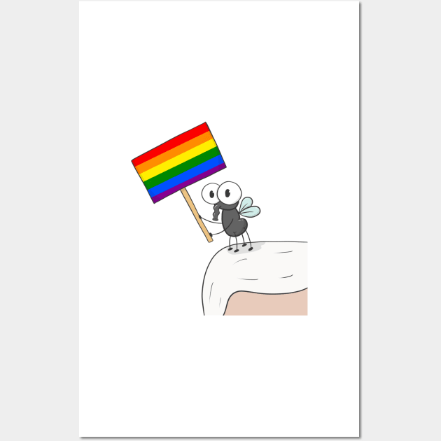 Pride Flag Fly on Mike Pence's Head Wall Art by kiramrob